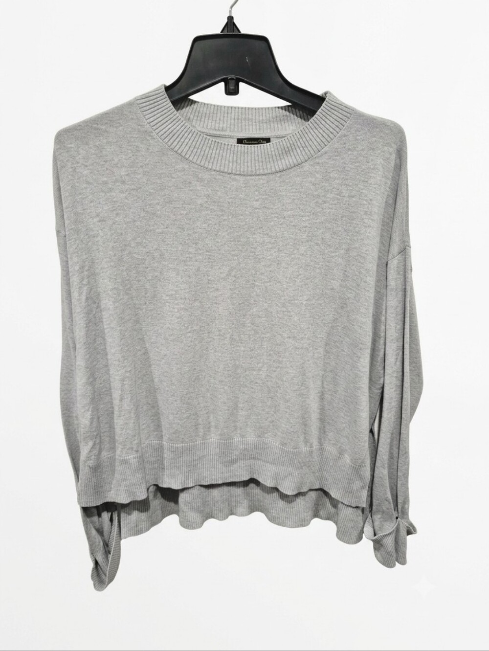 MASSIMO DUTTI Silk Blend Heather Grey Oversized Slouchy Knit Sweater Size S